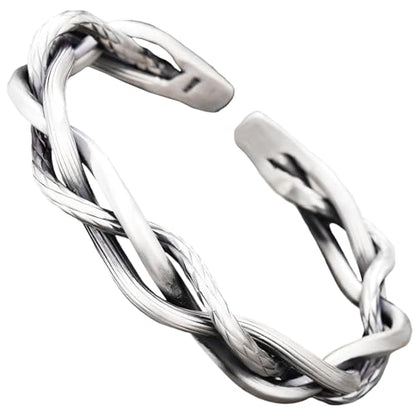 925 Sterling Silver Bangles For Women Handmade Silver Bangles Open Adjustable Bangle Bracelets For Women Silver Open Cuff Bracelets Stackable Wrap Bangles Festival Jewelry Gifts - color: Style 12