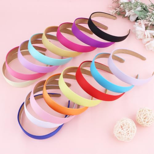 Wecoe Satin Headbands, 16 Pcs 1 Inch Hair Bands for Women & Girls(Set E) | Great for daily wear, festive looks & DIY crafts - color: Set E