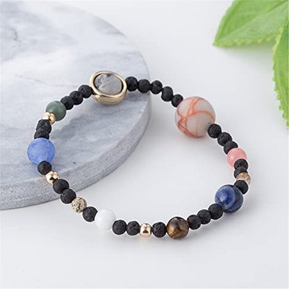 ONLYJUMP Planet Bracelet Solar System Universe Galaxy Bracelet Handmade Natural Stone Bead Bracelet String Adjustable Astronomy Gifts Bangle for Women Men - color: Planet 1