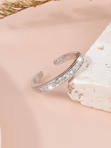 925 Sterling Silver Open Cuff Toe Ring for Women Adjustable Pinky Ring Band Size 2-4… - color: Style D