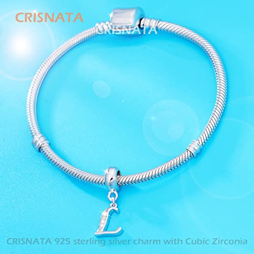 26 Letter Pendant Charms, Polished 925 Sterling Silver Complete Initial A-Z Dangling CZ Stone Alphabet Beads, fits European Bracelet Necklace, Gift for Mother/Father/Daughter/Son/Sister/Aunt - color: Letter L CZ Pendant Charm