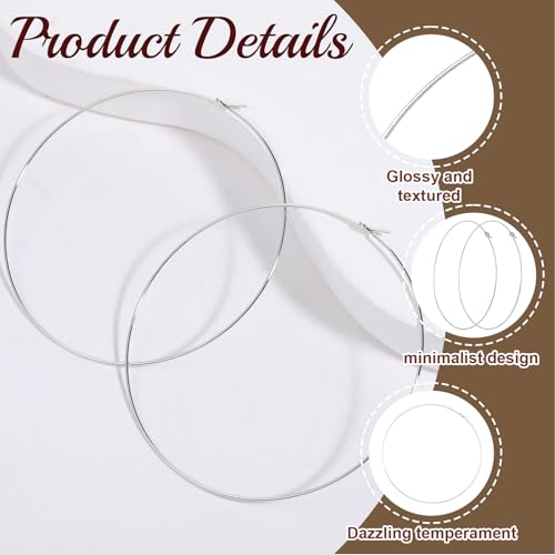 Thin Gold Hoop Earrings for Women, 70mm/2.75in Large Thin Hoop Earrings, Lightweight Big Gold Hoop Earrings for Women Jewelry Gifts - color: Silver