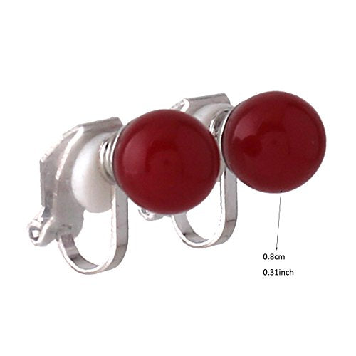 1-5 Pairs Pearl Clip on Earrings for Women Non Piercing Earrings Set Hypo-Allergenic Earrings - color: 4 Pairs Red Clip-ons