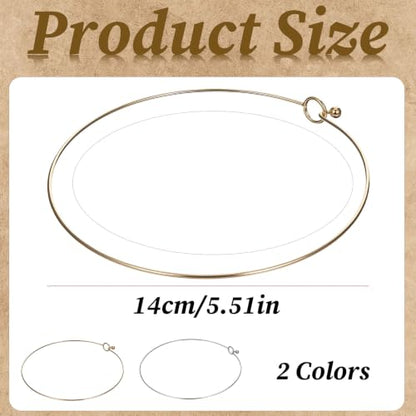 2Pcs Wire Collar Necklace Plain Choker Collar for Women | Stainless Steel Gold Silver Wire Collar Necklace for DIY Craft, Jewelry Making (Insert Clasp)