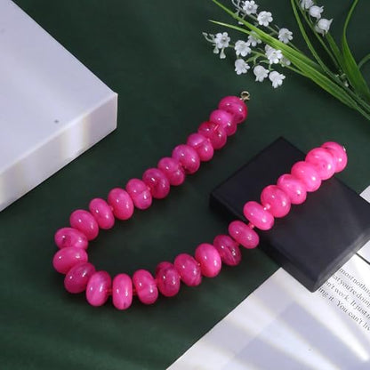 CSIYANJRY99 Chunky Beaded Necklace for Women, Large Colorful Resin Beads Statement Necklace, Boho Summer Beach Vacation Jewelry Gifts - color: Hot Pink