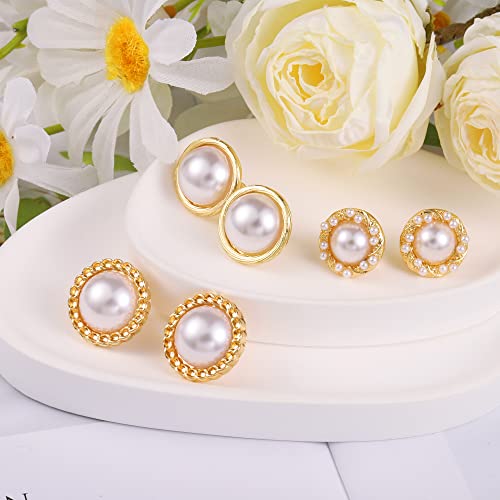 ALEXCRAFT Gold Clip On Earrings 3 Pairs Small Earing Non Pierced for Women - color: Gold Stud