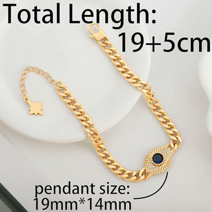 SOFYBJA 18k Gold Plated Personalized Chunky Cuban Oval Link Chain Bracelets for Men Toggle Rope Bracelet Jewelry for Women - style: Devil's Eyes