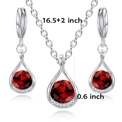 IFKM Silver Jewelry Sets For Women Rhinestone Pearl Crystal CZ Choker Necklace Earrings Bracelets Set For Bridal Bridesmaid Accessories Wedding Prom Anniversary Birthday Gifts - color: Wine Red