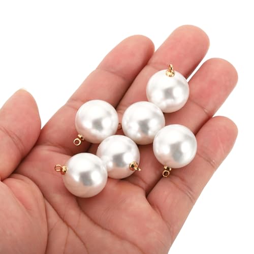 PATIKIL Pearl Charm, 100pcs Pearl Beads Faux Pearl Pendant Charm DIY for Jewelry Making Bracelets Earrings Necklace Crafts - color: Golden White, size: 18mm