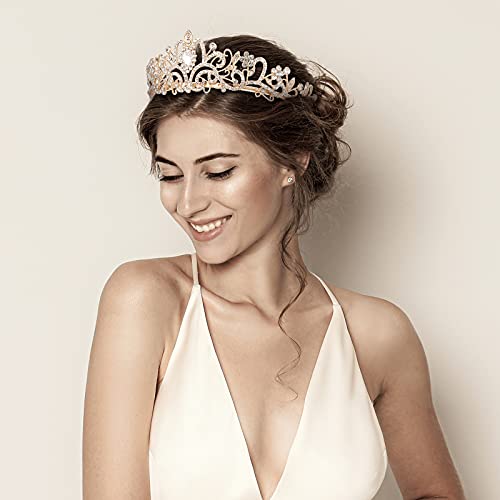 Crystal Tiara Crowns For Women Girls Princess Elegant Crown with Combs Women's Headbands Bridal Wedding Prom Birthday Party - color: Gold Crown 5PCS, size: 5Pcs