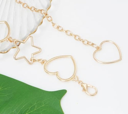 Waist Chain Belts Women Girls Metal Belly Link | Adjustable Waist Belt for Jeans and Dress - color: Gold Heart, size: S: 41.3 in