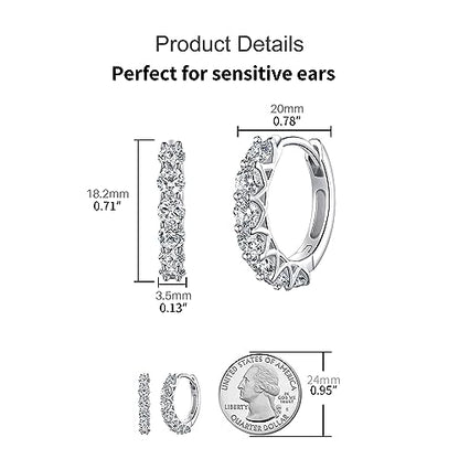 JSGEMSLEE Hypoallergenic Cubic Zirconia Hoop Earrings for Women 925 Sterling Silver Huggie Hoops Earrings CZ Earrings Jewelry Gifts - color: 20mm Hoop