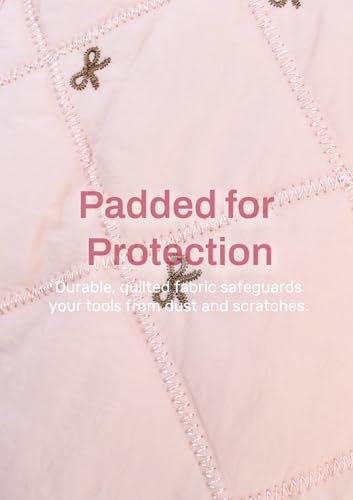TeeYee Nylon Hair Tools Travel Bag for Dyson Airwrap Quilted Toiletry Bag | Travel Storage Bag for Shark Flexstyle/Curling Iron,Water-repellent,Wide-open,Well-structured,Heat-safe lining,001pinkbow - color: Pinkbow