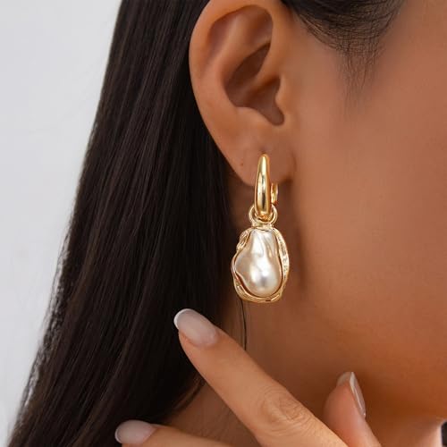 Baroque Pearl Earrings for Women Irregular Pearl Dangle Earrings Vintage Dangle Earring Bridal Wedding Jewelry - style: Style 2