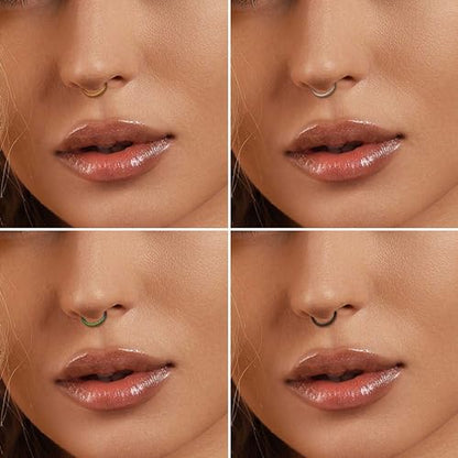 Jstyle 5Pcs 316L Surgical Steel Septum Rings Nose Rings Hoop 16G 18G 20G Hinged Clicker Hoop Nose Rings for Women Men Cartilage Hoop Earring Lip Helix Rook Tragus Conch Septum Nose Piercing Jewelry - style: 16G 8MM