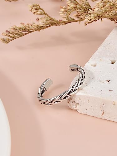 925 Sterling Silver Open Cuff Toe Ring for Women Adjustable Pinky Ring Band Size 2-4… - color: Style H