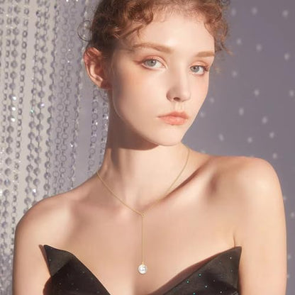 KECHO 14k Gold Pearl Necklace for Women, Freshwater Pearl Pendant Jewelry Wedding Anniversary Birthday Gifts for Her - style: D-Y Lariat Pearl Necklace