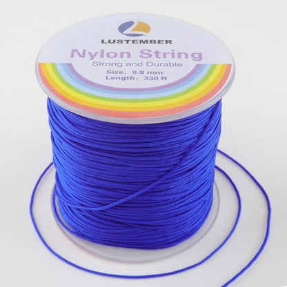 LUSTEMBER 0.8mm Nylon String, Strong Bracelet String, Durable Nylon Cord for Jewelry Making, Bracelets, Beading, Necklaces, Rattail Braiding, Kumihimo, Wind Chimes, Blinds and Handicrafts - size: Sapphire Blue