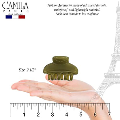 Camila Paris CP3552 French Small Hair Clips for Women, 2.5" Small Claw Clip Fashion Styling Mini Hair Clip Accessories for Women, Strong Hold No Slip Grip Cute Claw Clips, Made in France - color: Green 2.5"