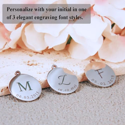 Custom Moon Phase Necklace Gift for Birthday | Personalized Name and Special Date Engraved Pendant with Gift Box, Handmade Jewelry for Birthday, Anniversary, or Memorial - style: Initial & Date