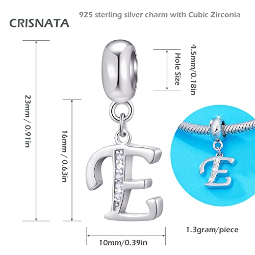 26 Letter Pendant Charms, Polished 925 Sterling Silver Complete Initial A-Z Dangling CZ Stone Alphabet Beads, fits European Bracelet Necklace, Gift for Mother/Father/Daughter/Son/Sister/Aunt - color: Letter E CZ Pendant Charm