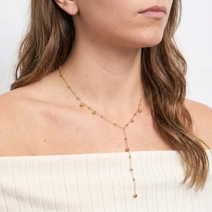 Lariat Gold Necklace for Women, Dainty Long Necklace Gold/Silver Plated Y-Shaped Pendant Necklace, Trendy Drop Necklaces Simple Gold Jewelry Gifts For Women - style: Modern