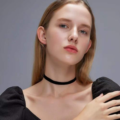 Black Choker Necklaces for Women 90s Red Black Velvet Choker Necklace Thick Thin Chocker Tube Heart Circle Choker Necklace Lace Tatto Collar Necklace Goth Choker Jewelry - style: B1-2