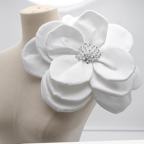 Large Plated Fabric Brooches Lapel Pins Chiffon Fabric Applique Brooches Big Flower Brooch Pin for Women Wedding Part Dance Clothes Accessories Jewelry