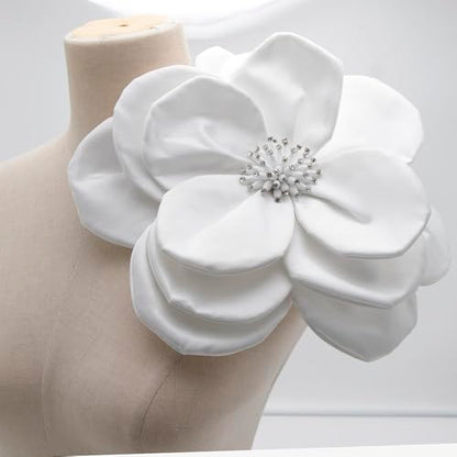 Large Plated Fabric Brooches Lapel Pins Chiffon Fabric Applique Brooches Big Flower Brooch Pin for Women Wedding Part Dance Clothes Accessories Jewelry