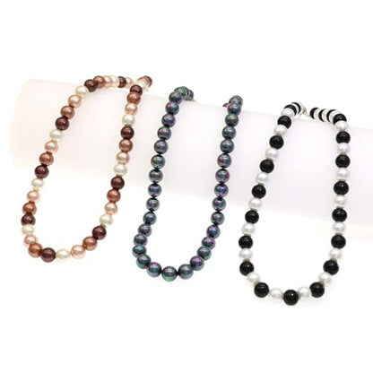Long Simulated 10mm AAA Pearl Strand Necklace for Women Multicolor Pearl Choker Necklace 1920s Pearl Statement Necklace Costume Jewelry - color: 10mm Emerald