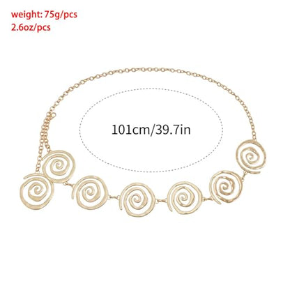 Gold Chain Belt for Women, Waist Jewelry For Women,Golden Spiral Metal Waist Chain, Belly Chain Jewelry for Music Festival & Beach Party