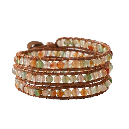 Artilady Leather Wrap Bracelet for Women, Pearl Beaded Bangle Stack Jewelry | Easy on-off, Elegant Handmade Multi-Layered, Daily Casual Date Beach Vacation, Gift for Ladies, Mother, Sister & Friend - style: Green bead
