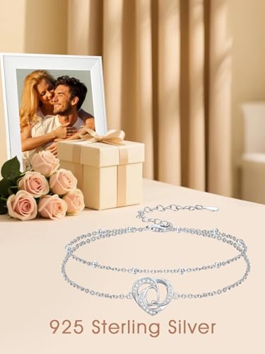 Dorunmo Initial Anklet 925 Sterling Silver Letter A-Z Layered Heart Anklet Beach Jewelry Birthday Gifts for Women - color: Q