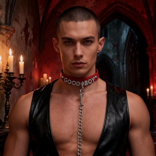Red Choker Necklace for Women Men, Leather Choker Collar Gothic Body Chain, Rave Punk Goth Jewelry for Rave Halloween Sexy Cosplay - style: GOOD BO
