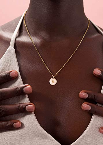 S.Leaf 18K Gold Plated Cubic Zirconia Choker Necklace for Women 925 Sterling Silver Layered Coin Moon Star Heart Circle Crystal Lariat Pendant Necklaces Gifts for Women Trendy - color: Coin_Star
