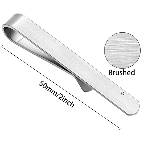 HAWSON Skinny Tie Clip Bar Set, 2 Inch Tie Clip for Men - Wedding, Meeting, Party Gift Set - color: B-4 pcs Brushed Silver