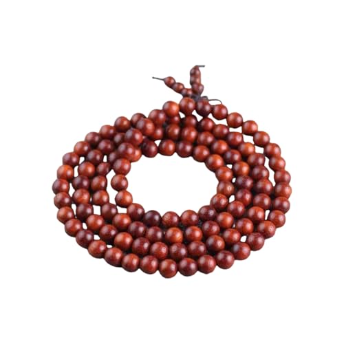 Handmade Mala Beads Bracelet 108 8mm Prayer Meditation Bracelet Sandalwood Elastic, Buddhist Beads, Prayer Mala Necklace for Men and Women Gifts - color: Blood Sandalwood