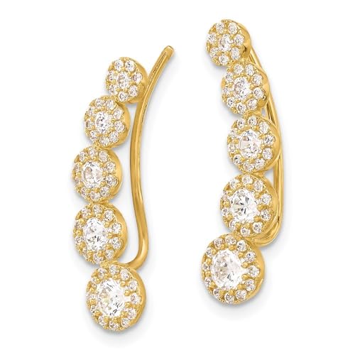10k Yellow Gold Polished Cubic Zirconia Ear Climbers Earrings