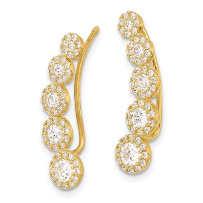 10k Yellow Gold Polished Cubic Zirconia Ear Climbers Earrings