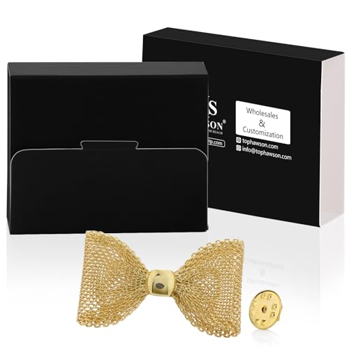 18K Gold Tone lapel Pins Brooch for Men Suit, Metal Flower Brooch Pins for Women, Mens Suit Accessories on Wedding Birthday Anniversary Father's Day. - color: bow