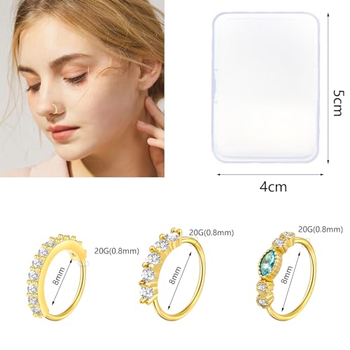 27-60 Pcs Nose Rings for Women Nose Piercing Jewelry Silver Nose Rings Studs 20G Surgical Nose Rings Hoops Nose Rings L Shaped Studs Screw Stainless Steel Nose Piercings for Women Men - color: gold-20G-15 pcs