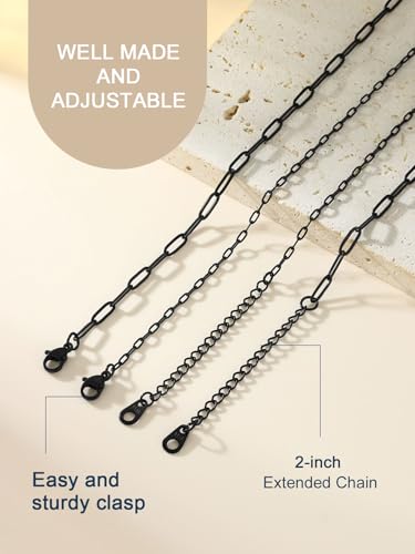 ChainsPro Stainless Steel Waterproof Anklet for Women, Adjustable Non Tarnish Layered Anklets, Trendy Dainty Cuban Link Ankle Bracelet Beach Jewelry Gifts for Swimming & Daily Wear (8.5+2 inches) - style: 2pcs-Style-A-Black