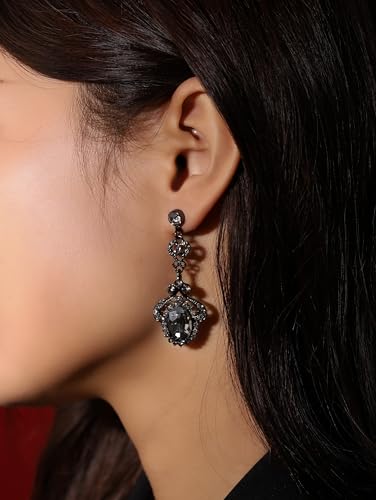 Christmas Halloween Red Heart Shaped Pattern Alloy Earrings, Gothic Antique Style Jewelry for Women - style: Earrings EARR.005
