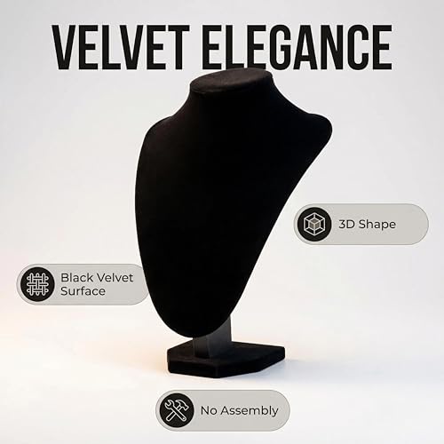 Comelyjewel 3pcs Jewelry Display Set – Velvet Necklace Stand & Bracelet Holder, Tangle-Free Jewelry Organizer for Home & Craft Show Display, Black Necklace Holder Stand for Vendors & Vanity