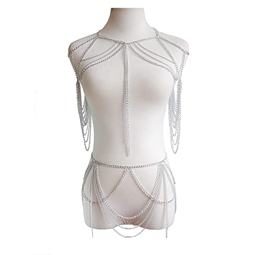 Sexy Body Chain Set Layered Necklace Bra Waist Chain Summer Fashion Bohemian Jewelry Suit for Beach Party Holidy