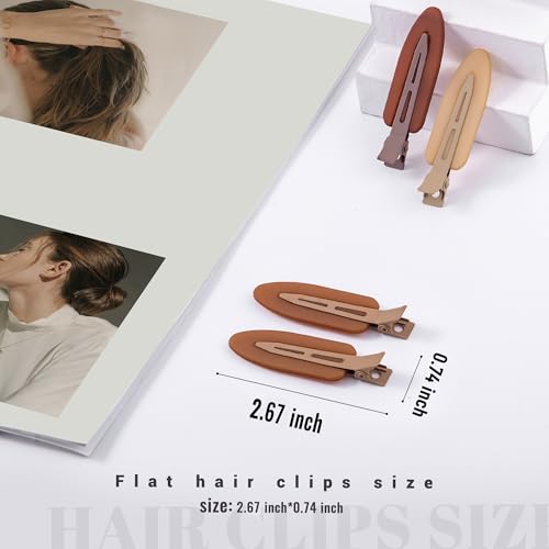 10 Pcs Creaseless No Crease No Bend Flat Hair Clips For Styling Non Slip Makeup Clips For Women Salon Hairstyle,Matte Black Brown Beige - color: Matte Black Brown Beige