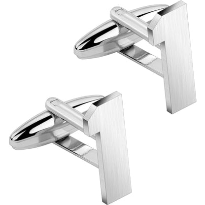 AMITER Mens Cufflinks with Number, Classic Silver Personalized Cuff Links for Men, Sport’s Day Casual or Formal Shirts - style: 1
