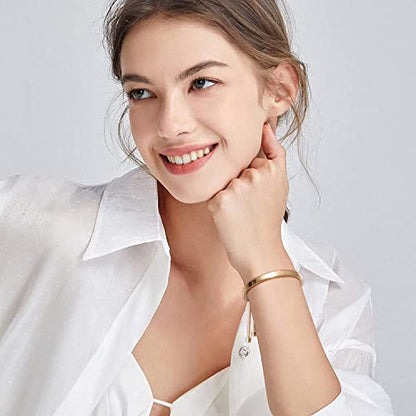 14K Gold Bracelets for Women Adjustable Slider Bracelet Bangle Bracelets for Women Trendy Chain Bracelet - color: Gold Smooth