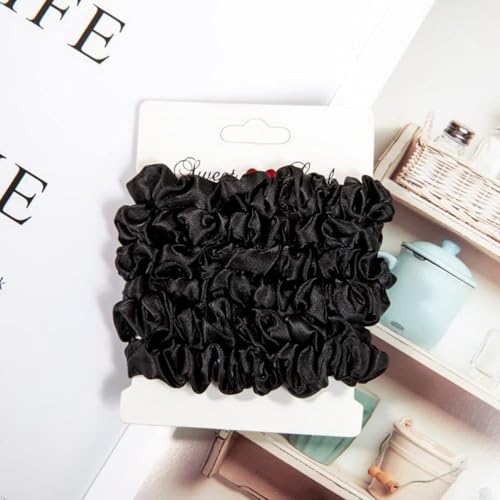 12Pcs Satin Hair Scrunchies For Women, Black Scrunchies Hair Ties | Soft Satin Fabric, Gentle Hold, Stretch Elastic Band, Suitable For Daily Wear, Parties, Sports, And Gifting - color: 12Pcs Black