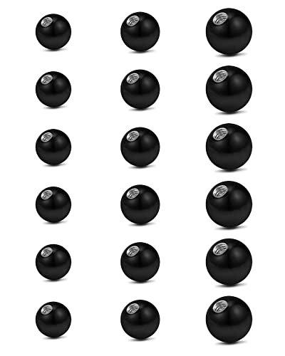 JFORYOU 14G Replacement Balls for Piercing Jewelry 18Pcs Externally Threaded Surgical Steel Balls Industrial Barbell Tongue Nipple Navel Belly Button Piercing Rings Parts 5MM-8MM - color: 14G-5mm/6mm/8mm-Black Tone